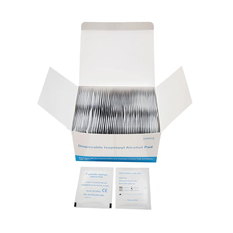 Custom Logo CE Marked Medical Sterile Antiseptic 70% Alcohols Prep Pads with Chlorhexidine