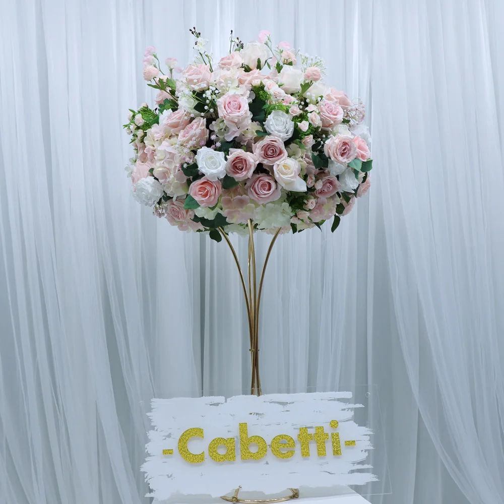 Popular Sale Classic White Rose With Greenery Floral Ball Artificial Flower Ball Center Piece