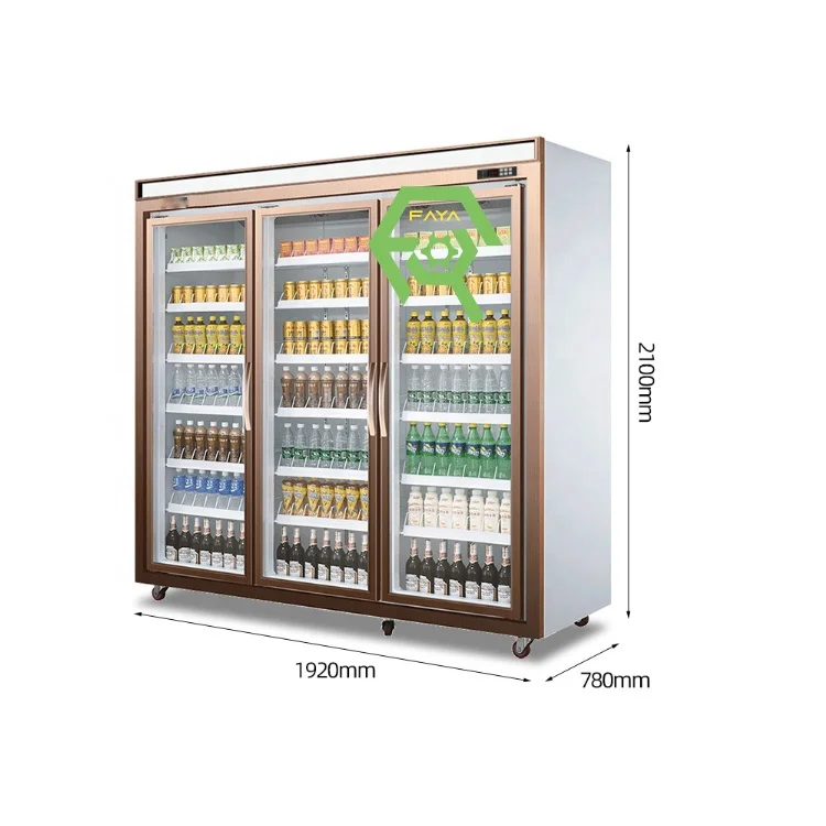 Popular glass three-door storage refrigerator fruit fresh-keeping display cabinet cola refrigerator