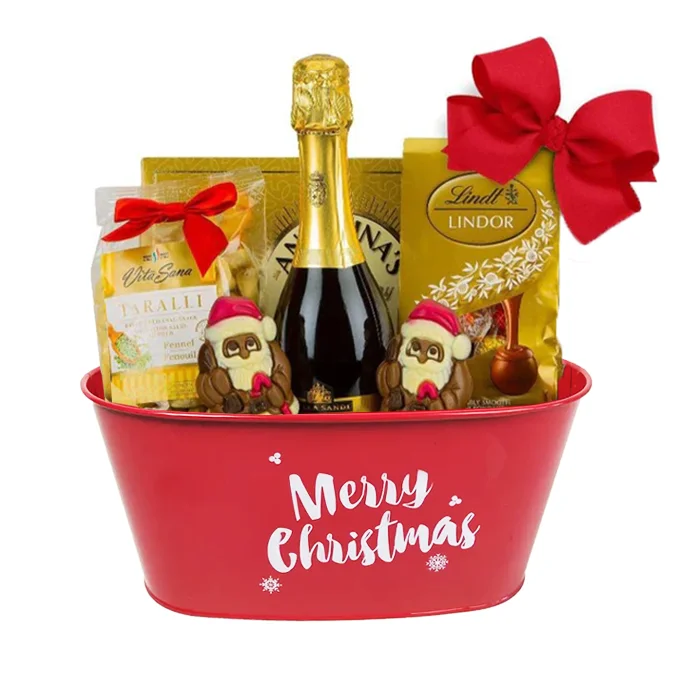 Christmas storage candy red gift basket metal planter oval iron galvanized flower pots for home garden decor