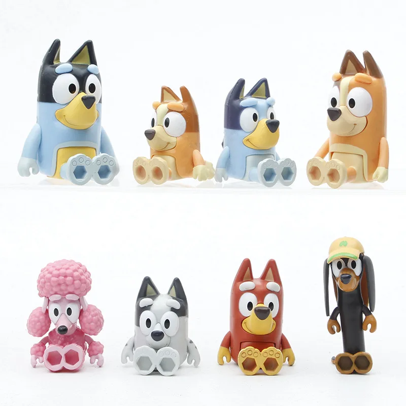 Hot Sale Bingo and Blueies Mini Action Figures Set With Movable Joints Bandit PVC Toys Chilli Muffin Jack Rusty Anime Figure