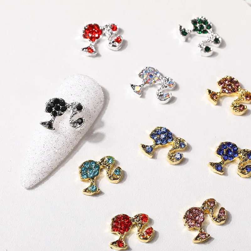 Alloy 3D Embellished Nail Art Accessories Cartoon Girl Head Nail Decorations Doll Head Nail Jewelry Charms
