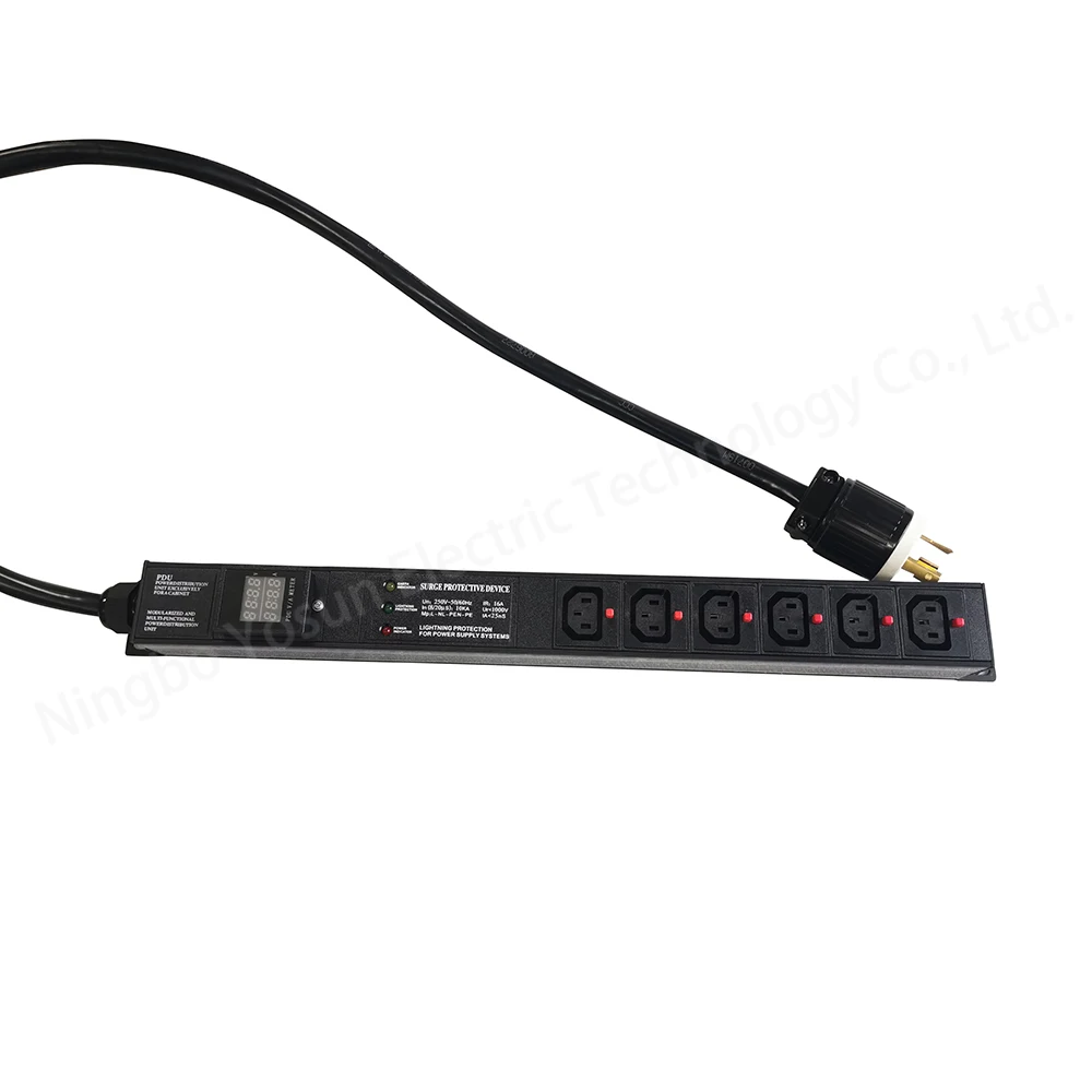 In Stock Low MOQ 3 Light Surge Protection C13 PDU Power Distribution Unit With Meter Surge L6-30P