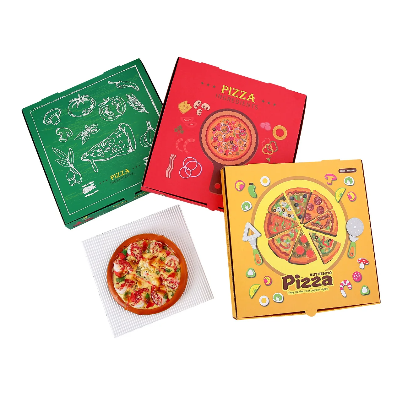 Food grade flute corrugated custom printed size caja para pizza design cardboard carton pizza box