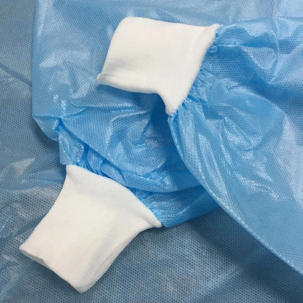 AAMI PB70 LEVEL 2 disposable isolation protective gown with ultrasonic sewing in blue