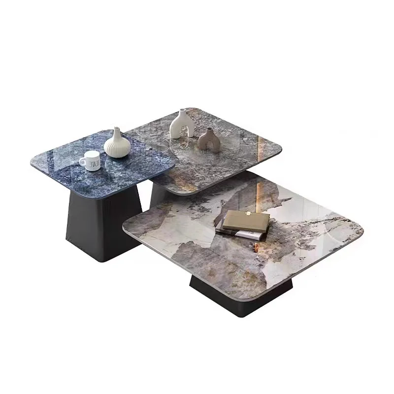 Minimalist Italian Marble Slate Top Coffee Table  Modern Extendable Living Room Furniture Coffee Table Set