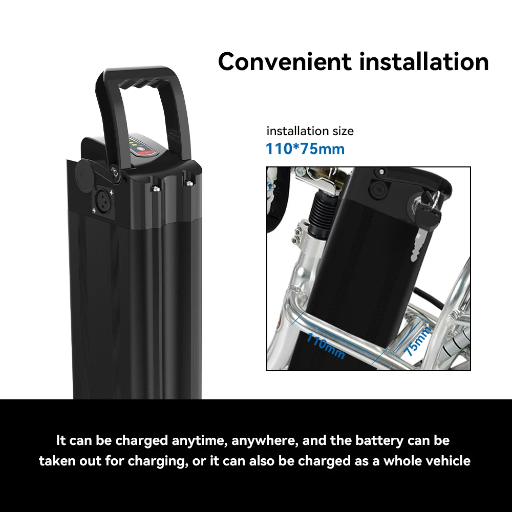 48V13Ah 36V15Ah US in Stock Silver Fish Rechargeable batteries Lithium ion Ebike Battery with 30A BMS  Battery Pack