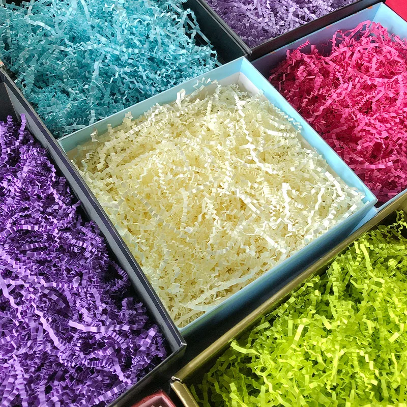 Wholesale 1 kg Colored Raffia Folds Paper Silk Wavy Shredded Paper Gift Candy Box Photo Frame Wrapping Print Decoration Carton