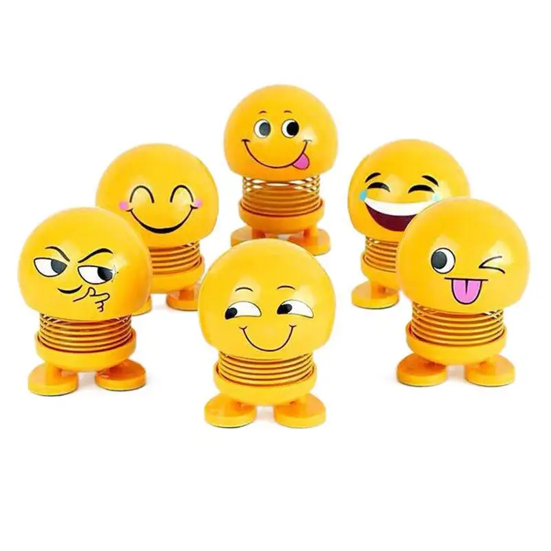 Smiling Face Spring Doll Creative Decoration Gift Car Ornaments Spring Doll Shaking Head Doll toys