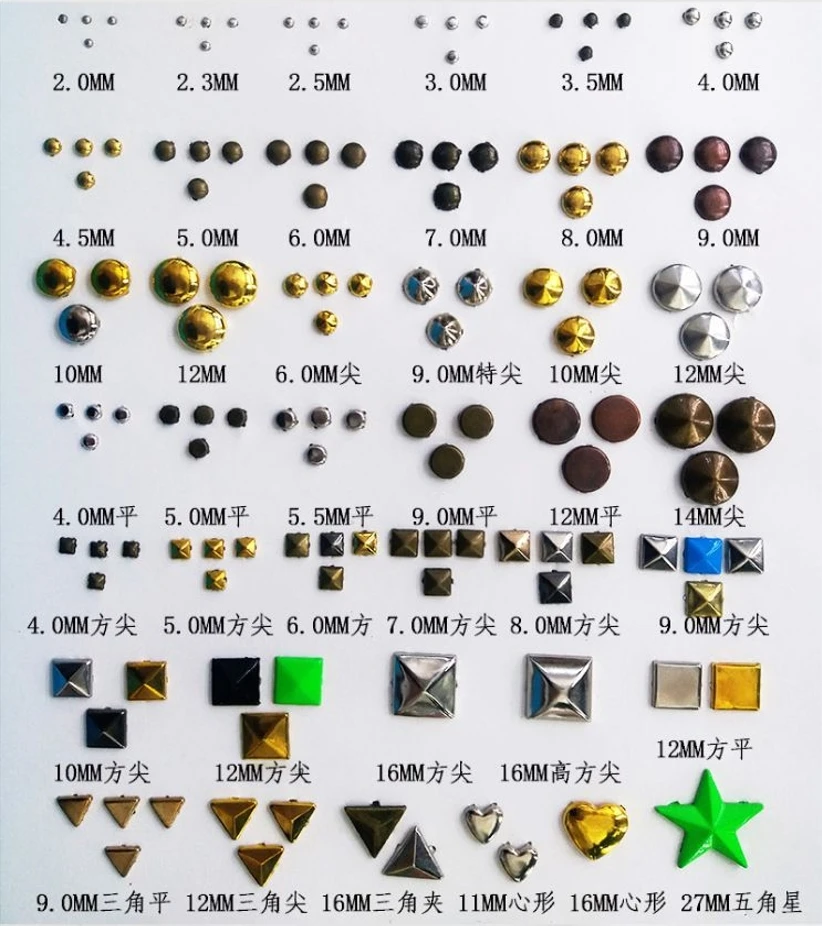 wholesale china price  full size and full style 4 prong nail rivet for leather rivet