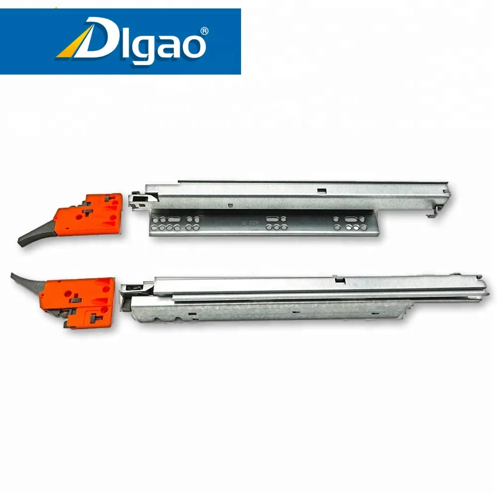 3 fold galvanized self-closing hidden adjustable drawer slide rail heavy duty telescopic kitchen cabinet rail