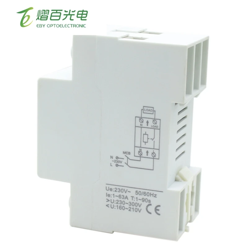Защитное реле Blusunsolar 1-63 А, 270 в, Din-рейка, регулируемое устройство защиты от перенапряжения и пониженного напряжения, реле TOMZN TOVPD