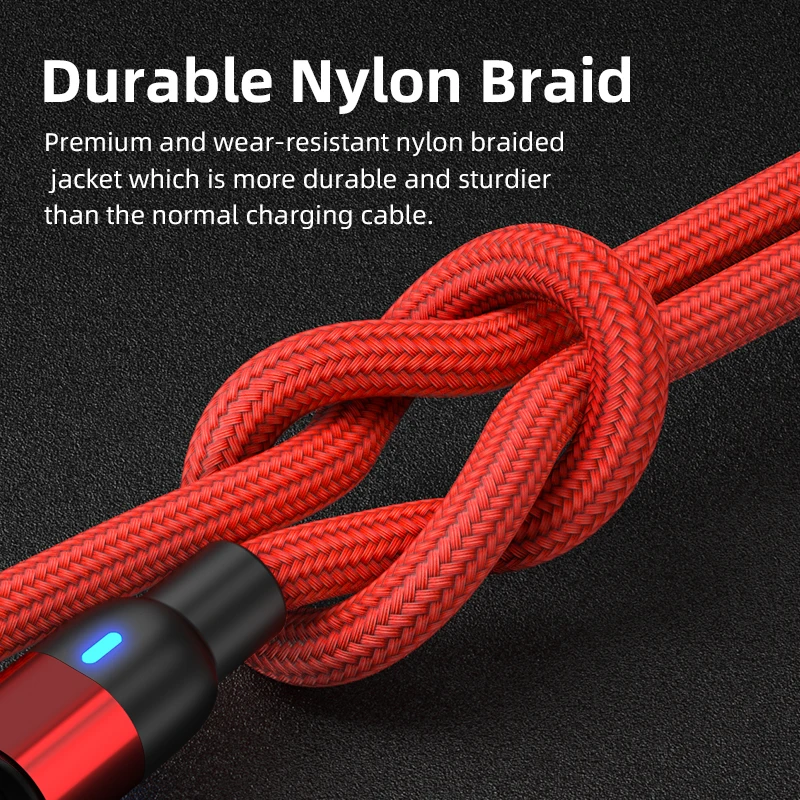 Magnetic phone charge 2.4A 3 in 1 nylon braided 540 magnetic micro usb cable with micro type c i-product magnetic connectors