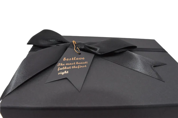 Custom Design Black Box High-end Custom Black Matte Personalized Postage Packiging Box Best Man Gift Box for Ties Belts Bracelet