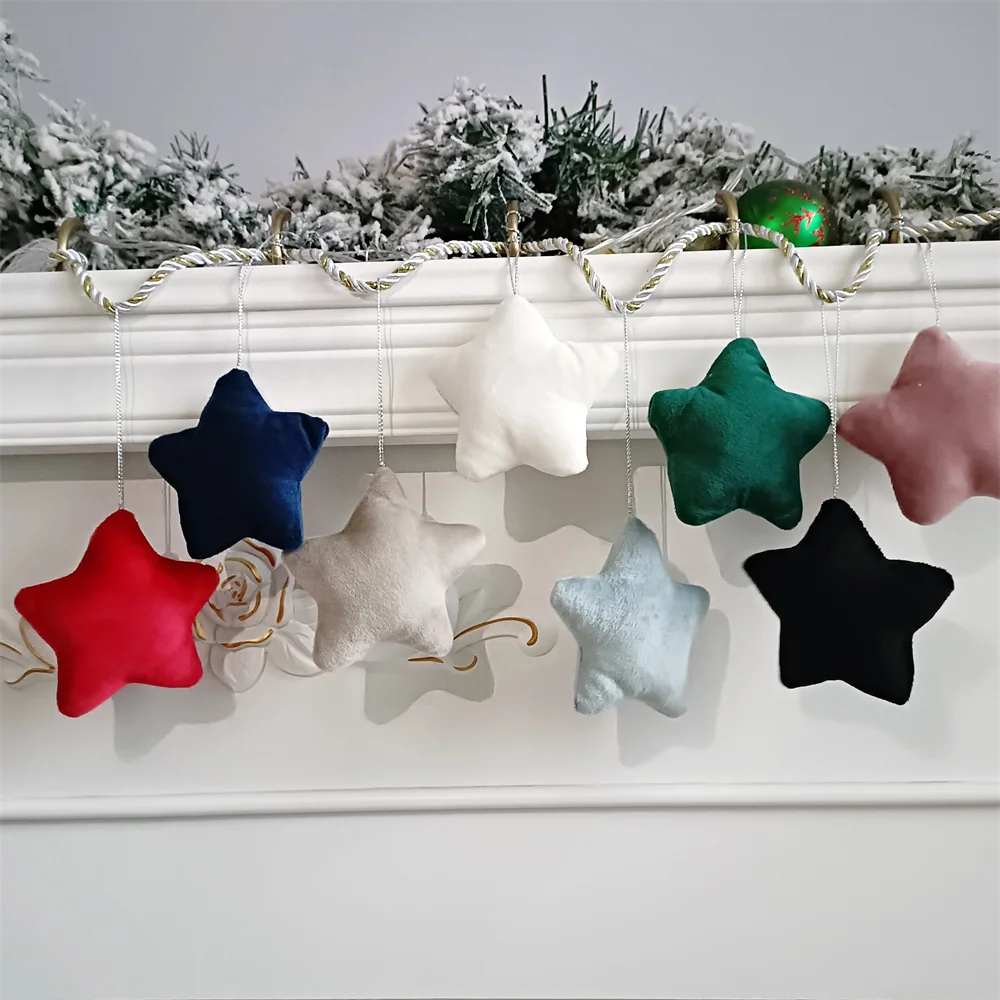 Tree Ornaments Hanging Velvet Star Decorations Christmas blank Bauble Star Christmas Tree Ornament
