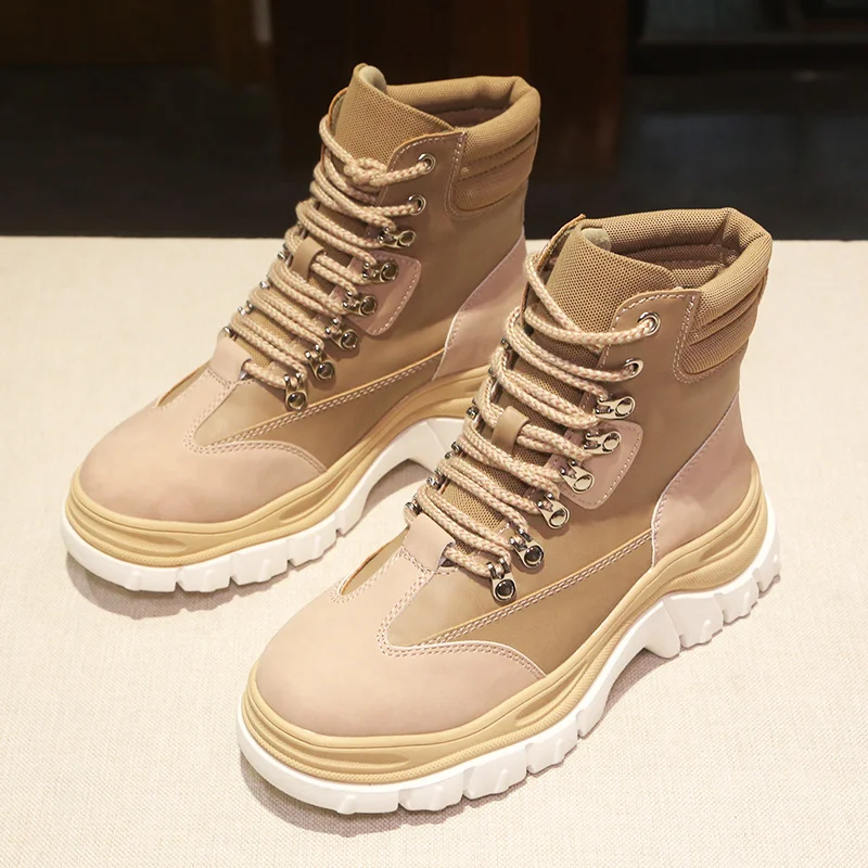 
classical type mesh lining girls khaki boot shoes for autumn winter women sneaker boot 