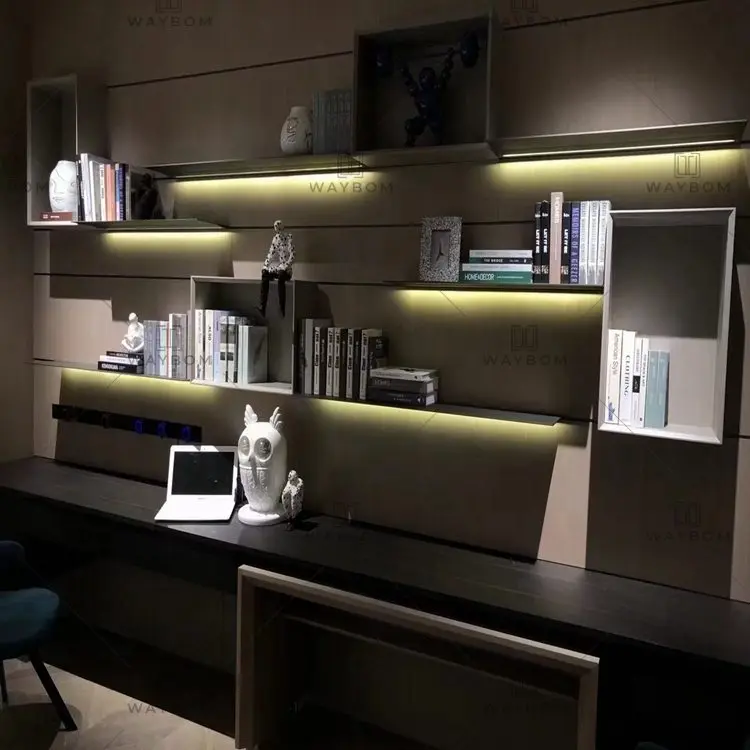 Unfinished 24 Inch White Simple Wall Mount Media Center Floating Wall Shelf With Led Light White For Tv Console