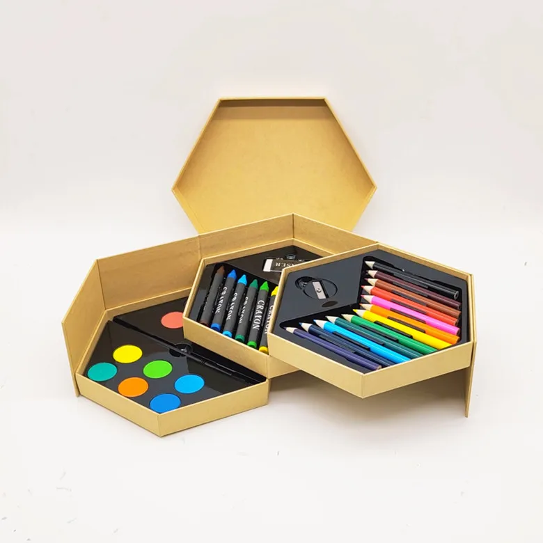 
46pcs Cube Box Color Set /Colorful Drawing Stationery Set /with Color Pencil, Crayons, Oil Pastel and Sketch Pens 