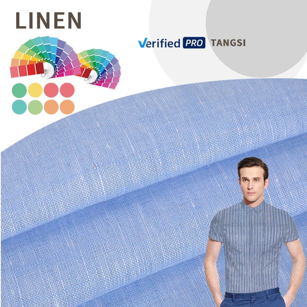 Wholesale Factory Supply Hot-selling two tone and knitting Fabric Wear Soft Yarn Dyed pure linen for womens clothing