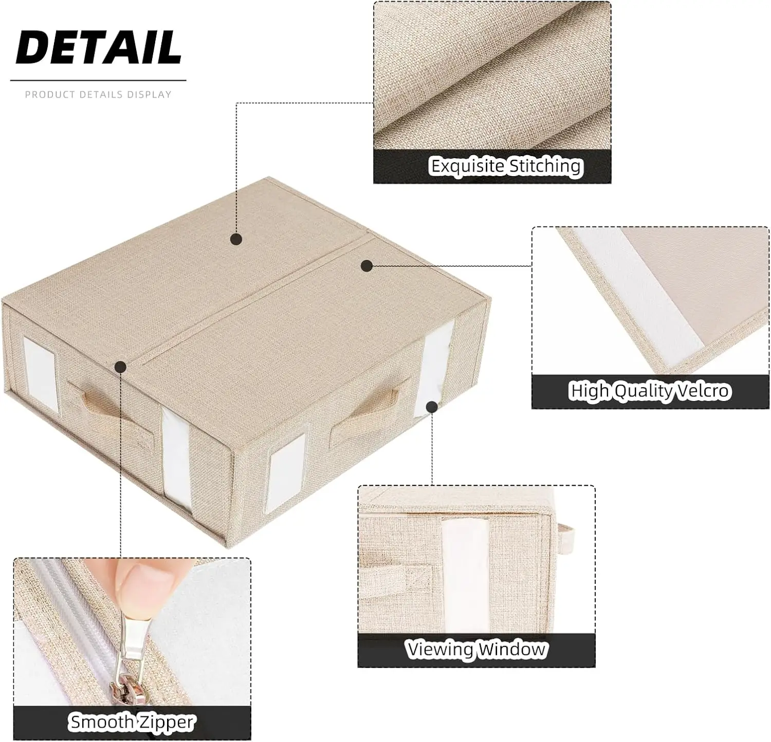 4 Pack Bed Sheet Organizer  Foldable  Organizer Linen Storage Box for  with 2Windows (Queen & King Size) linen Sheets Organizer