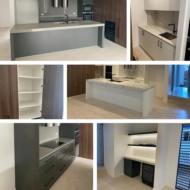 Ais Modern Luxury Designs Simple Furniture Full Small Apartment Custom Brown L Shaped Wooden Kitchen Cabinets Set