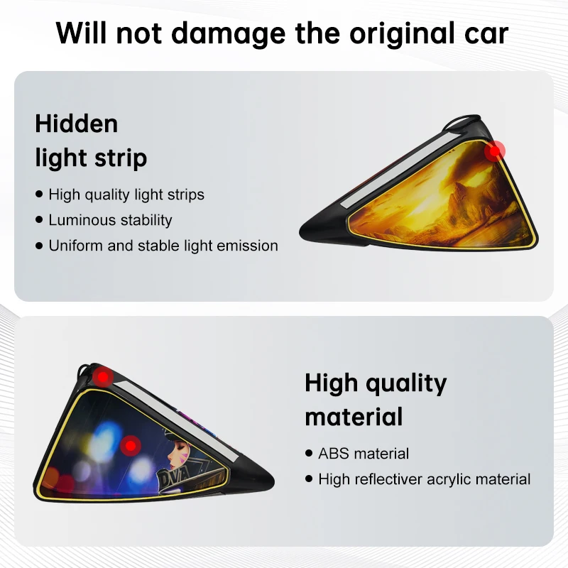Road Top Car Decoration Light Lamp Car Triangle Window Ornament Decoration Lights for Tesla model Y (All model Years)