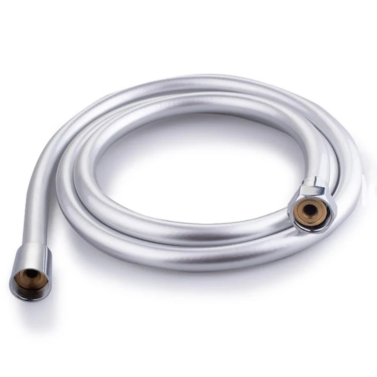 Customized Pvc Smooth Silver Shower Hose Flexible Bathroom Bidet Hand Shower Hose With Brass Connections