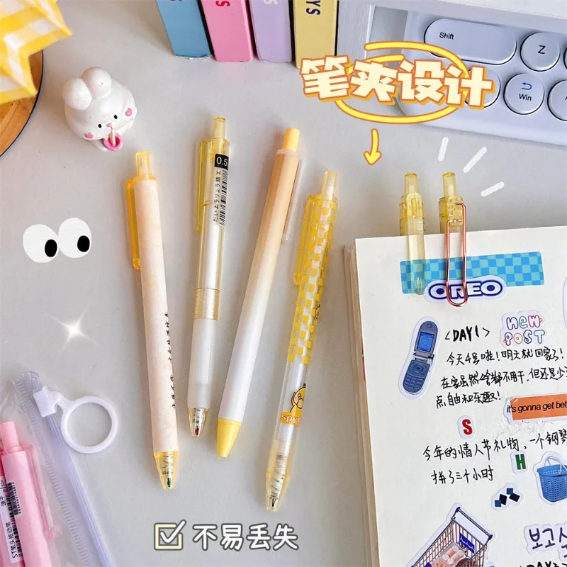Korean Minimalist Gel Pens Kawaii Stationery Gel Pens Bagged Gel Pens Set 0.5mm Black