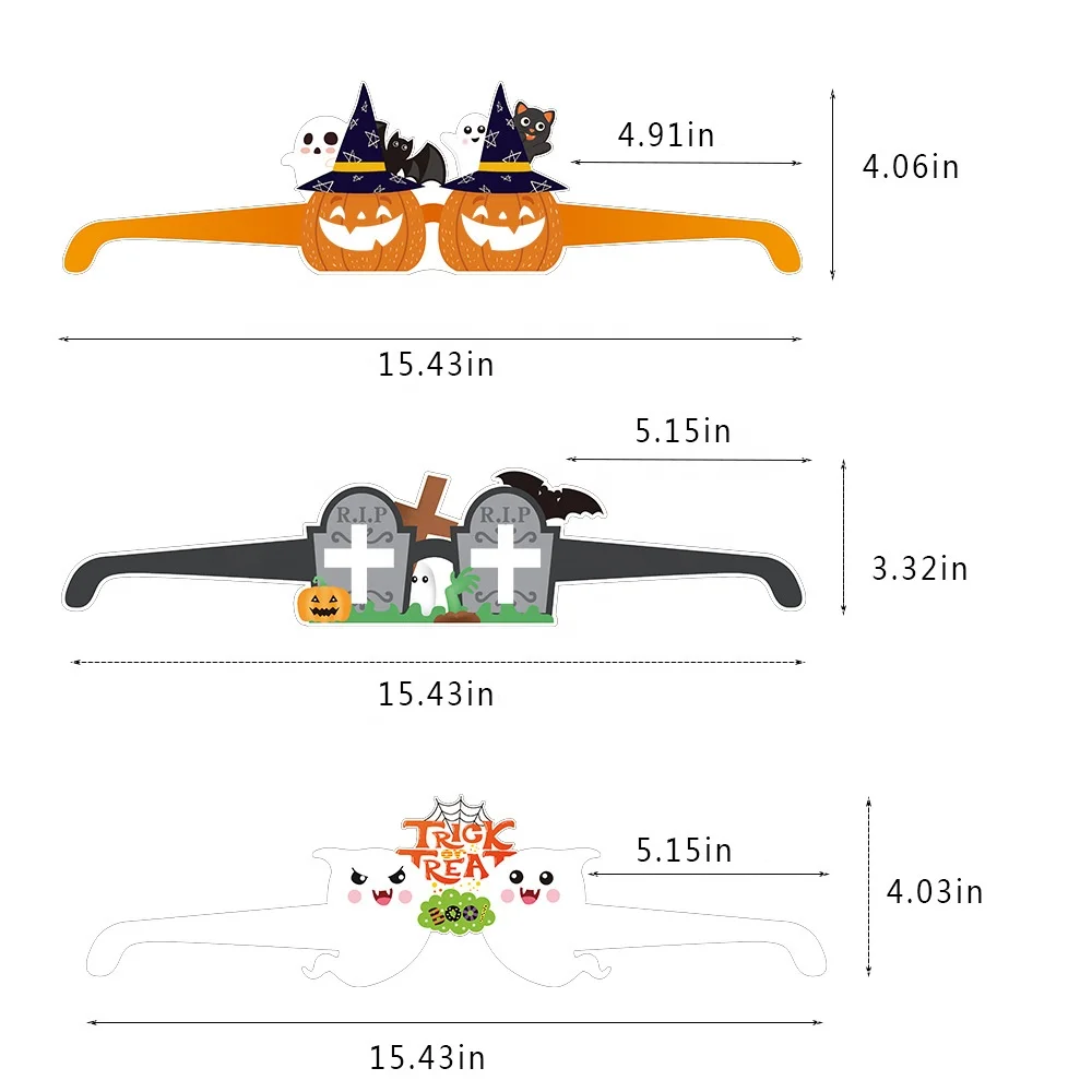 Factory Directly Halloween Theme Glasses props Festival Funny Glasses Photo Props Bat Hat Pumpkin Paper Glasses For Party