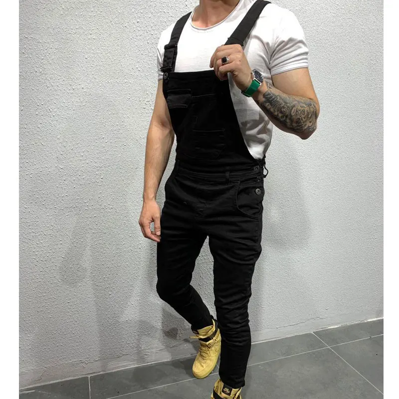 Wholesale OEM fashion best quality men 100% cotton denim overall tapered leg jumpsuit