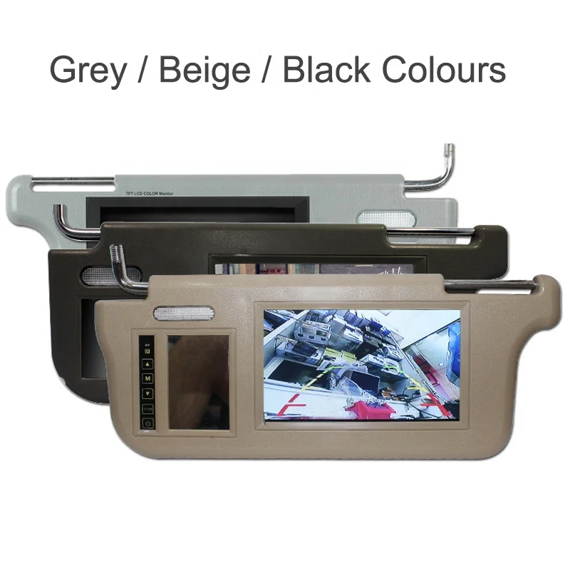  Влево или вправо 7 дюймов TFT LCD автомобильный солнцезащитный козырек мониторах цвета приорите серого цвета: черный бежевый