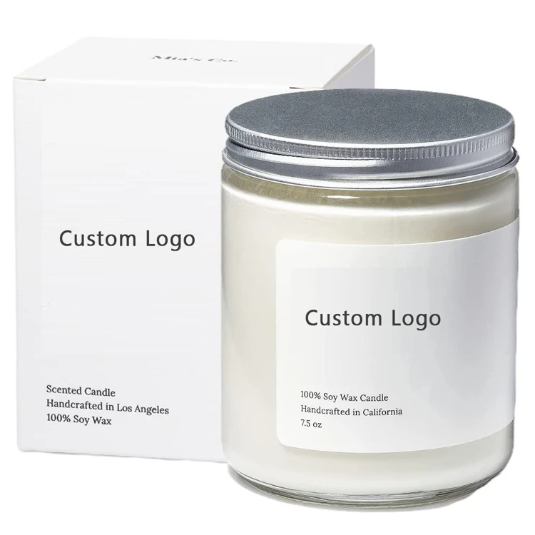 Clear glass candle jar with lid bougie anniversaire relaxing candle 7.5 oz.long last burning tin candles for home scented