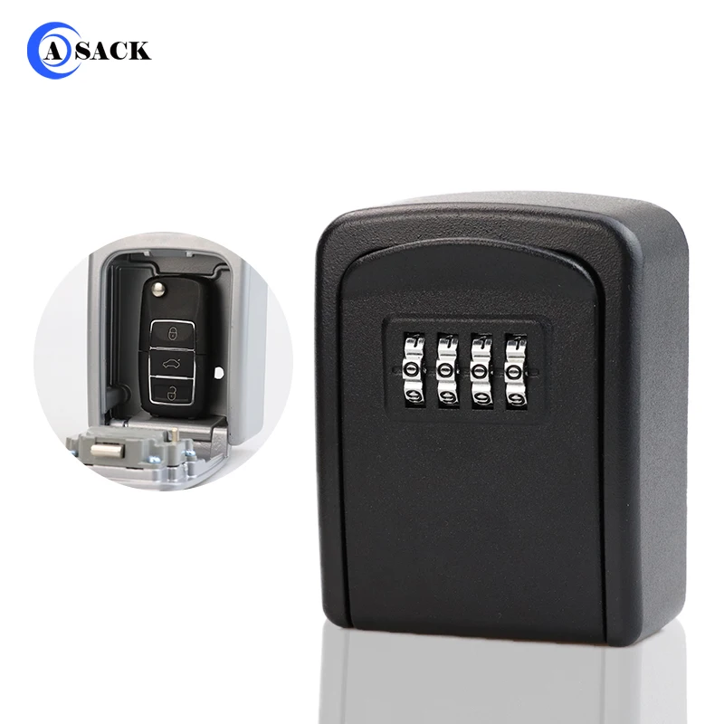 Asack G9 4 Digit Combination Key Storage Lock Box Wall Mounted Safe Box 3 Keys Capacity Weatherproof for outdoor