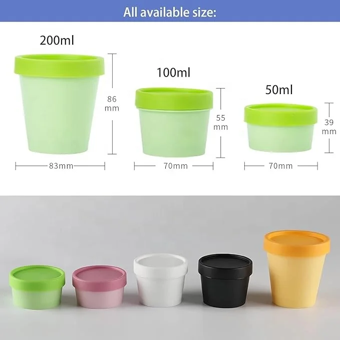 Factory colored personalized logo small moq soap sugar scrub 50G 100G 200G lip face cream jar with lid liner spoon
