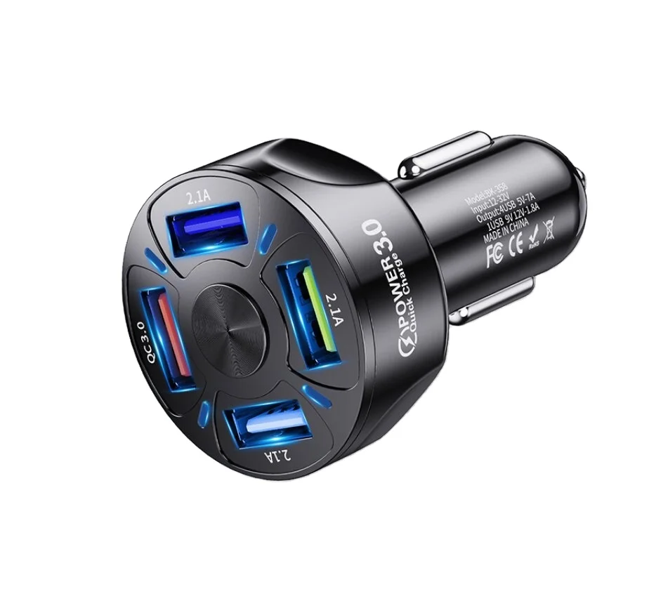 2022 Trending products New Arrival QC3.0  Electric Charging Power 4USB  Car Charger