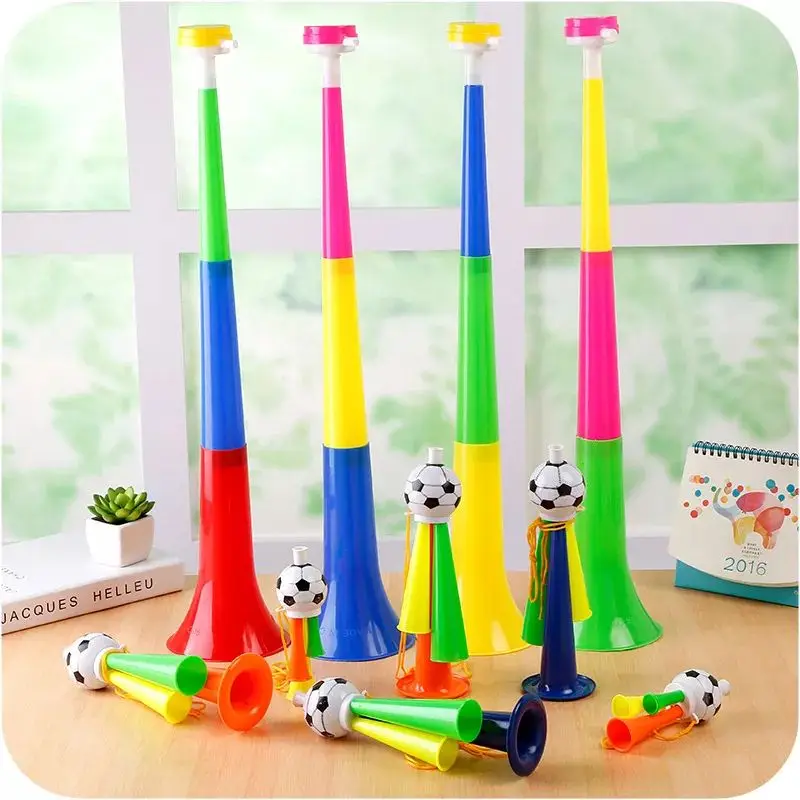 2022  Cheap plastic cheering horn toy plastic football fans cheer trumpet can be customized logo loud blow horn