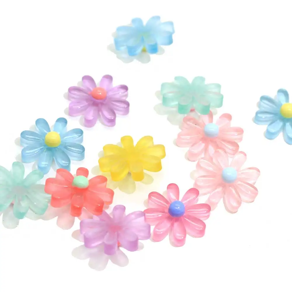 16mm Resin Daisy Flowers Flat Back Resin Charms for Drop Earrings Phone Case Decoratioons