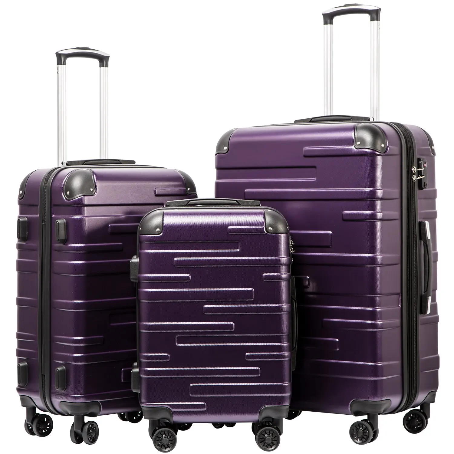 3 different sizes ABS PC Carry-on Boarding Travel Trolley Luggage Set 20/24/28 inch  customized suitcase Sets