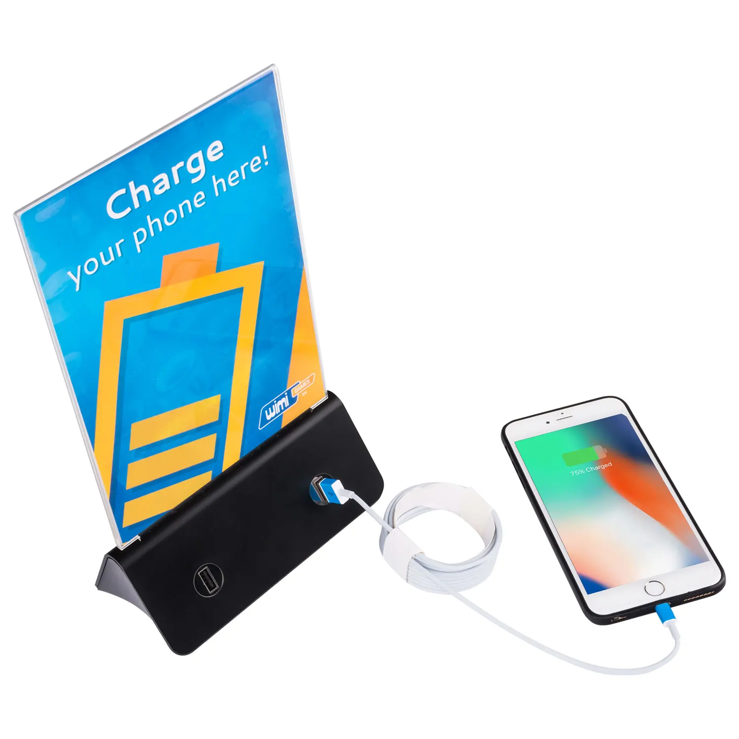 
Advertising Charging Function Combined Power Bank Menu Holder Table Charging Station 