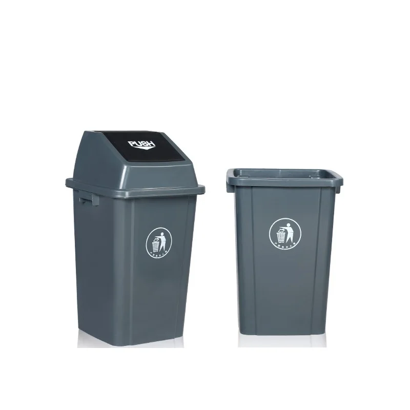 hot sale100L 60L 40L square hotel basurero  garbage can papelera reset cover with push lid plastic dustbin