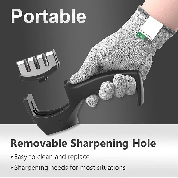 Hot Sale Professional Knives Sharpening Stage Manual Knife Sharpener With Non Slip Rubber Handle