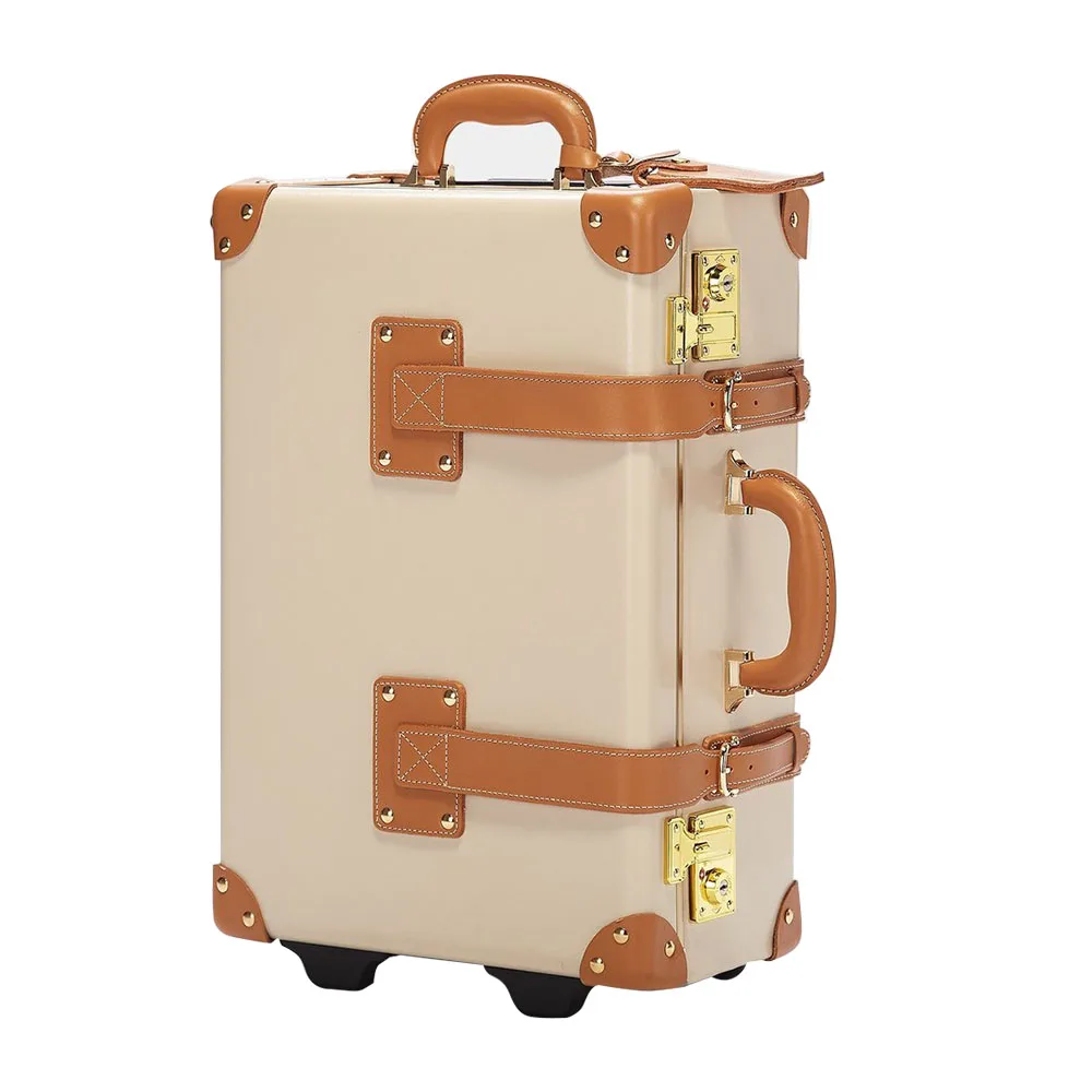 2021 New design trendy vintage kakhis portable leather luggage suitcase set