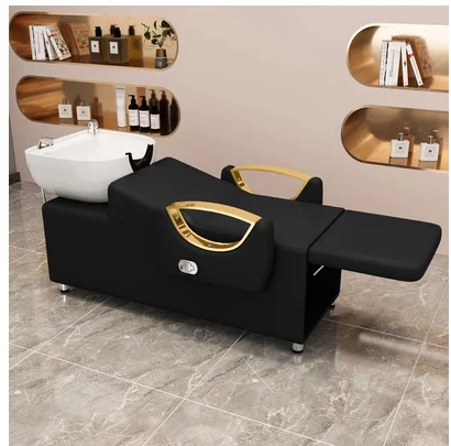Lying Hot Sale Hair Salon  Comfortable Massage Furniture Head Spa Shampoo Chair Washing Bed With Bowl