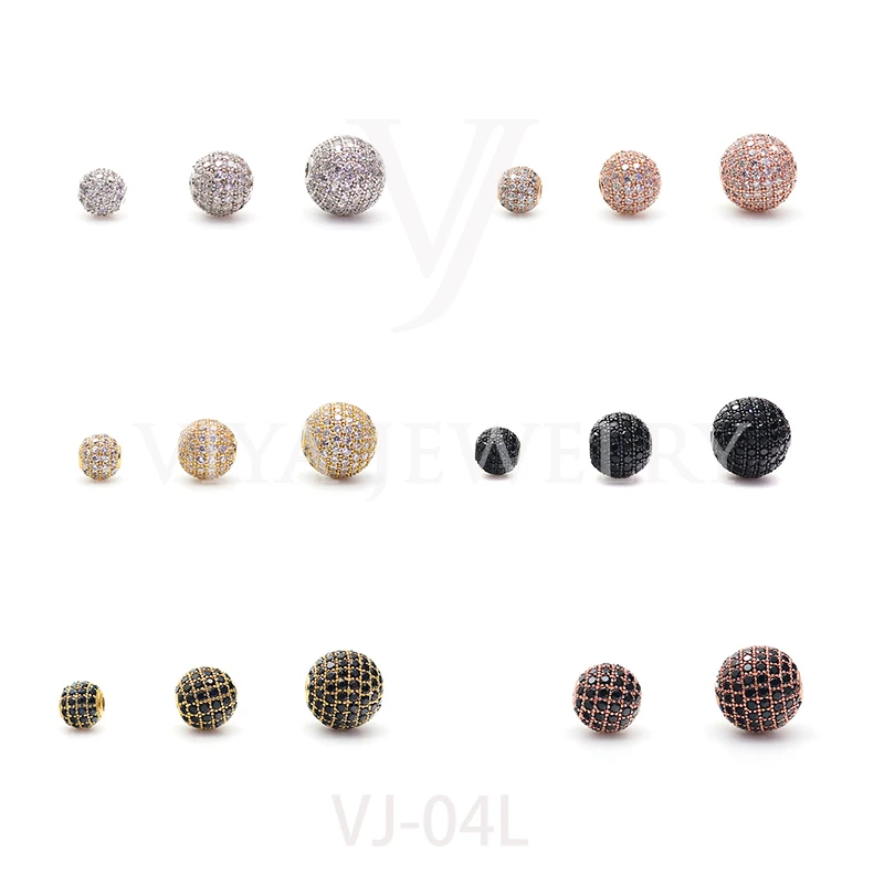 Бесплатная доставка, качественные круглые алмазные бусины 6 мм, 8 мм, 10 мм с блестящим кубическим цирконием для изготовления ювелирных изделий