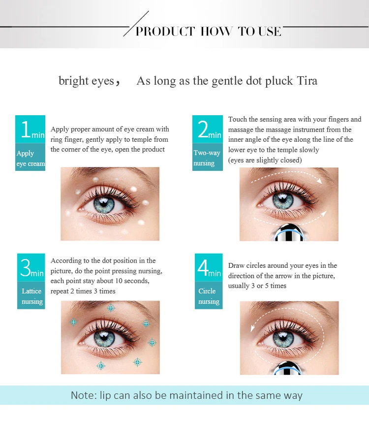 High Frequency blue and red light eye massager wand vibration heated eye care beauty device