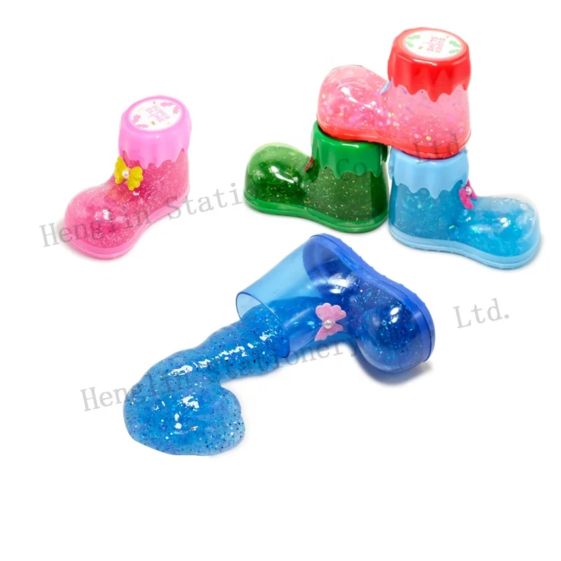 New arrival shoe shape Christmas gift slime putty kit multi-colors sequin glitter galaxy charm noisy putty slime toy