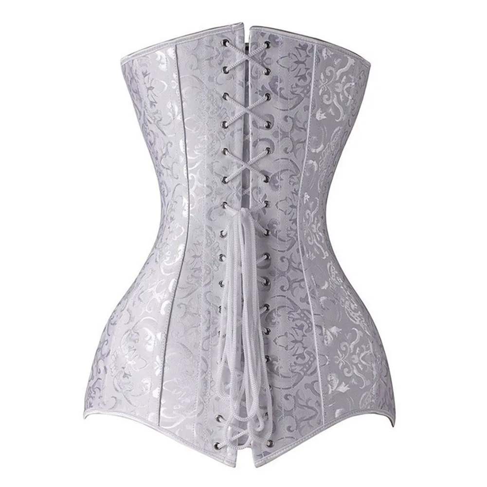 Women Plus Size Sexy Waist Trainer Shapewear Leather Strap Steel Gothic Corsets and Bustiers Long Line Corset Overbust