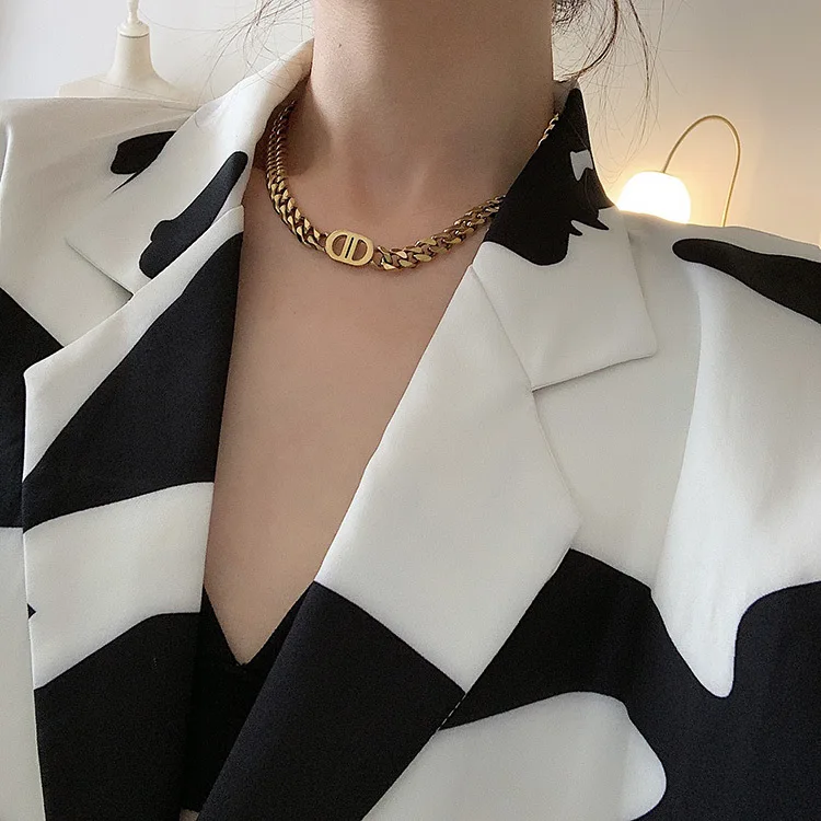 fashion jewelry 2022 women stainless steel necklace design jewelry DD dainty gold necklace bracelet femme fine jewelry