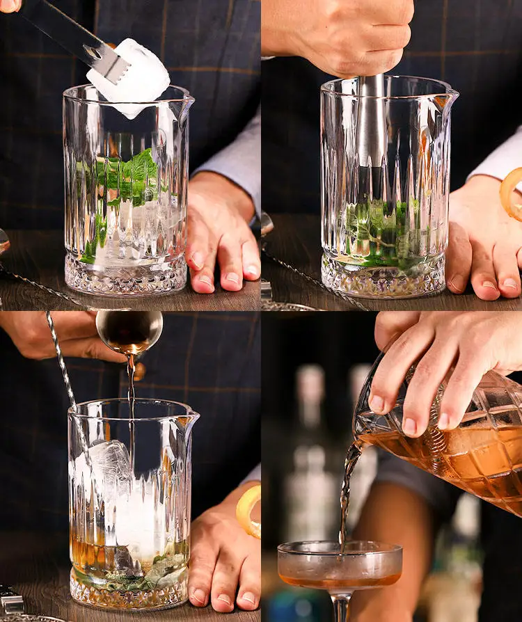 Creative glasses stirring pitcher 700ml Stocked Bar cocktail mixing glass etched cocktail mixing glassware