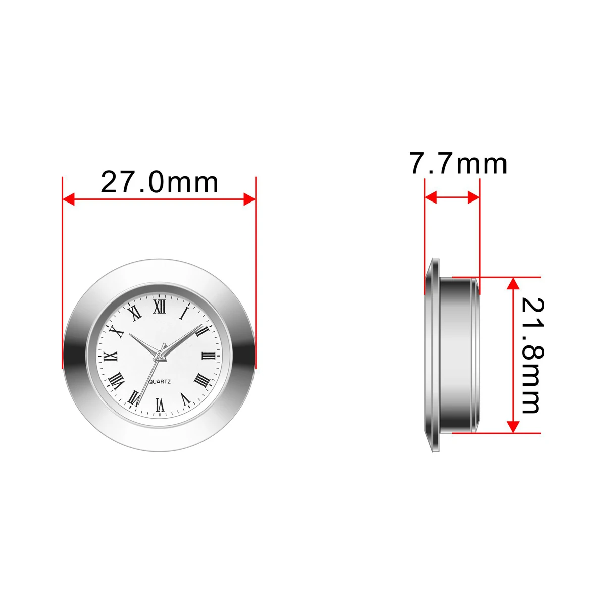 japanese movment and batterymini insert clock 25mm clock fit up quartz insertion watch